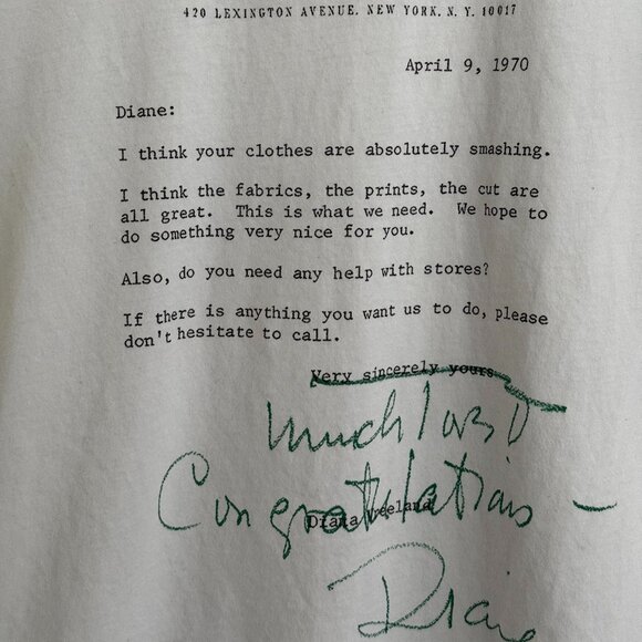 Diane von Furstenberg letter from Vogue Editor Fashion T-shirt Small - Picture 4 of 9